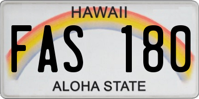 HI license plate FAS180