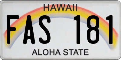 HI license plate FAS181
