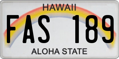 HI license plate FAS189