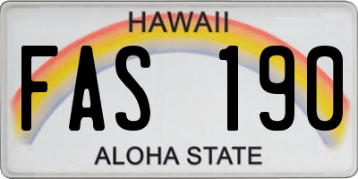 HI license plate FAS190