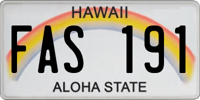 HI license plate FAS191