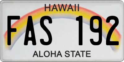HI license plate FAS192