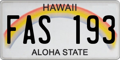 HI license plate FAS193
