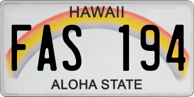 HI license plate FAS194