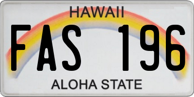 HI license plate FAS196