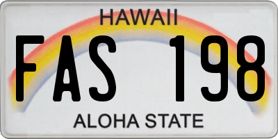 HI license plate FAS198