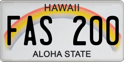 HI license plate FAS200