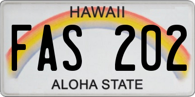 HI license plate FAS202