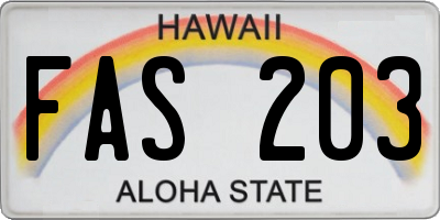 HI license plate FAS203