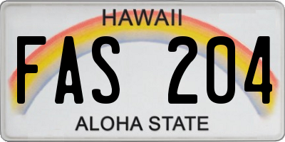 HI license plate FAS204