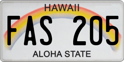HI license plate FAS205