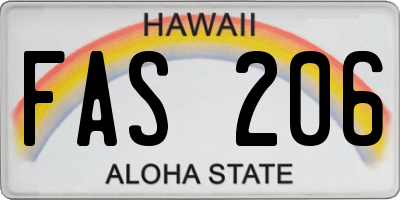HI license plate FAS206