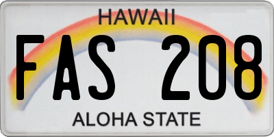 HI license plate FAS208