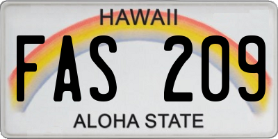 HI license plate FAS209