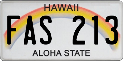 HI license plate FAS213