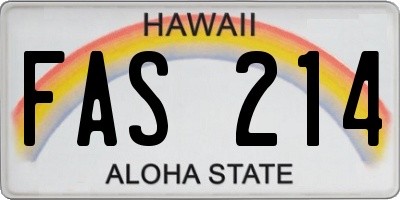 HI license plate FAS214