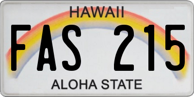 HI license plate FAS215