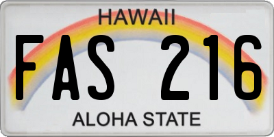 HI license plate FAS216