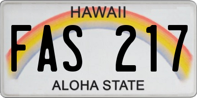 HI license plate FAS217