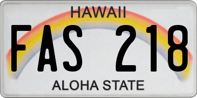 HI license plate FAS218