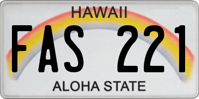 HI license plate FAS221