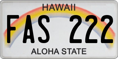 HI license plate FAS222