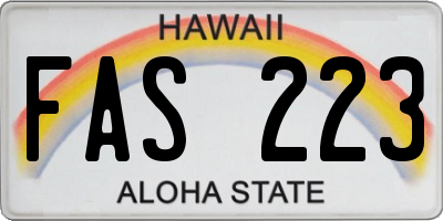 HI license plate FAS223