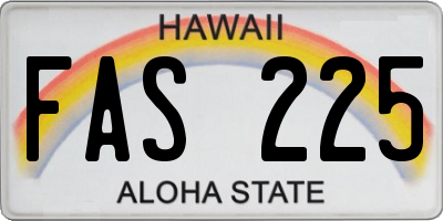 HI license plate FAS225