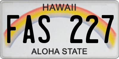 HI license plate FAS227
