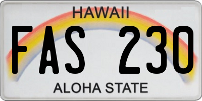 HI license plate FAS230