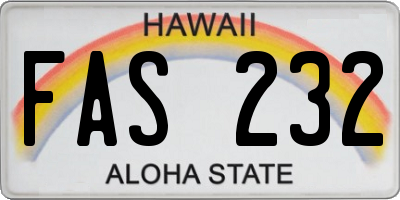 HI license plate FAS232
