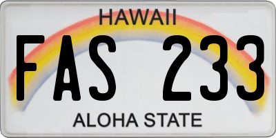 HI license plate FAS233