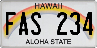 HI license plate FAS234