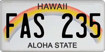 HI license plate FAS235