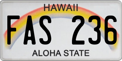 HI license plate FAS236