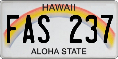 HI license plate FAS237