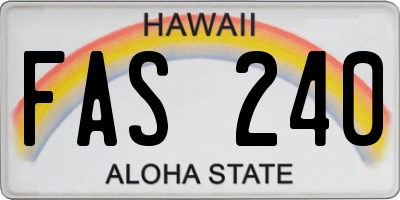 HI license plate FAS240
