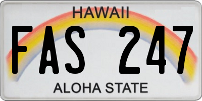 HI license plate FAS247