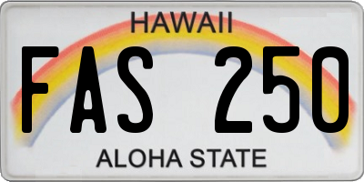 HI license plate FAS250