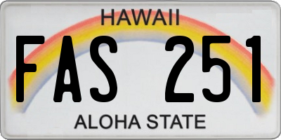 HI license plate FAS251