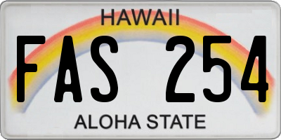 HI license plate FAS254