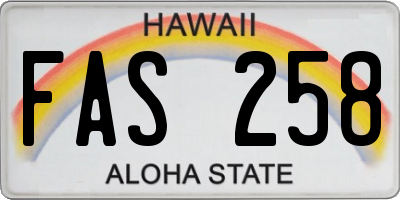 HI license plate FAS258