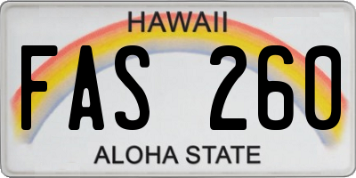 HI license plate FAS260
