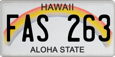 HI license plate FAS263