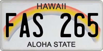 HI license plate FAS265