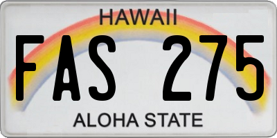 HI license plate FAS275