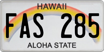 HI license plate FAS285