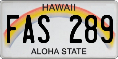 HI license plate FAS289