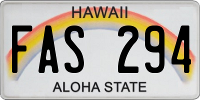 HI license plate FAS294
