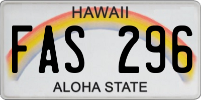 HI license plate FAS296